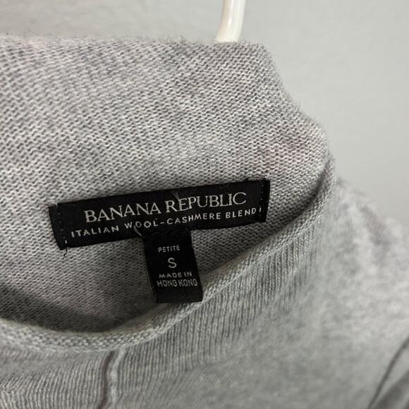 Banana Republic Sweater Small Petite Gray Wool Cashmere Funnel Neck - Picture 8 of 8